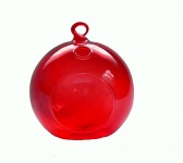 Hanging Red Glass Candle Holder- Ball - Outdoor or Indoor